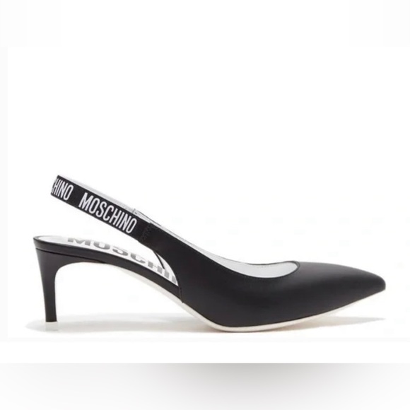 NEW💝Moschino Vitello Black Pump Leather Heels Size EU 39 - Picture 4 of 13